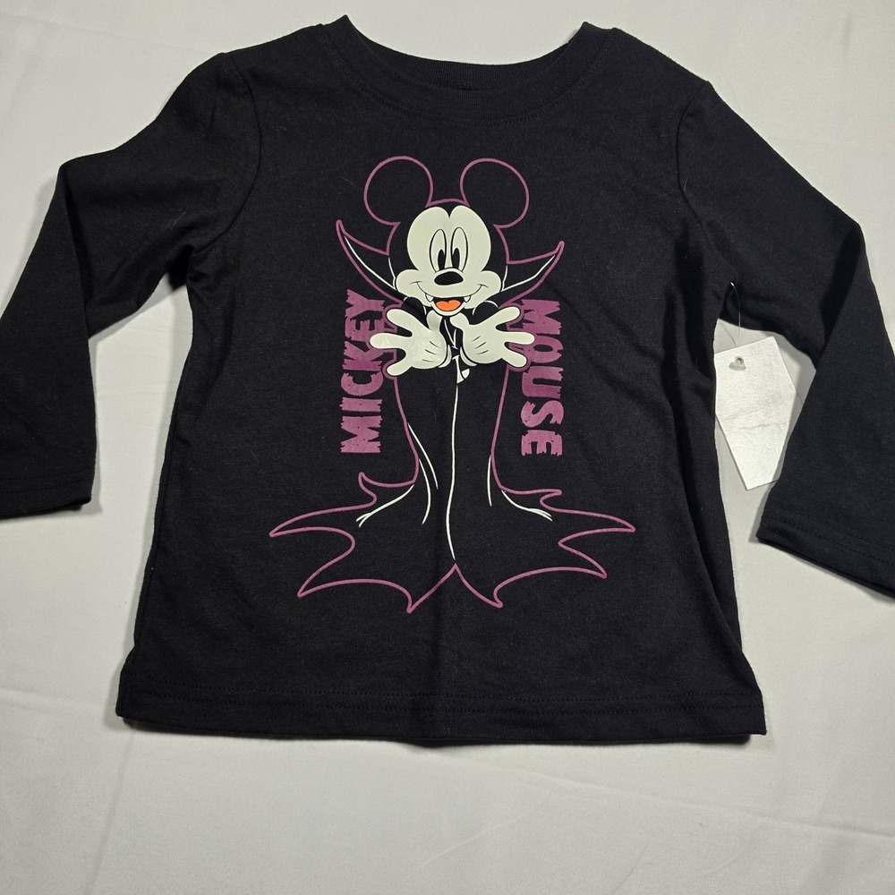 Disney 4T Mickey Mouse Vampire Halloween Long Sleeve Graphic T-Shirt‎ Black